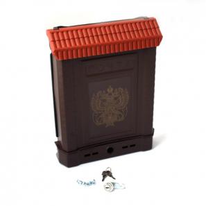 Ящик почтовый Премиум с внешним замком (коричневый, герб)