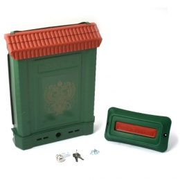 Ящик почтовый Премиум внутренний с накладкой (зеленый, герб) 19738